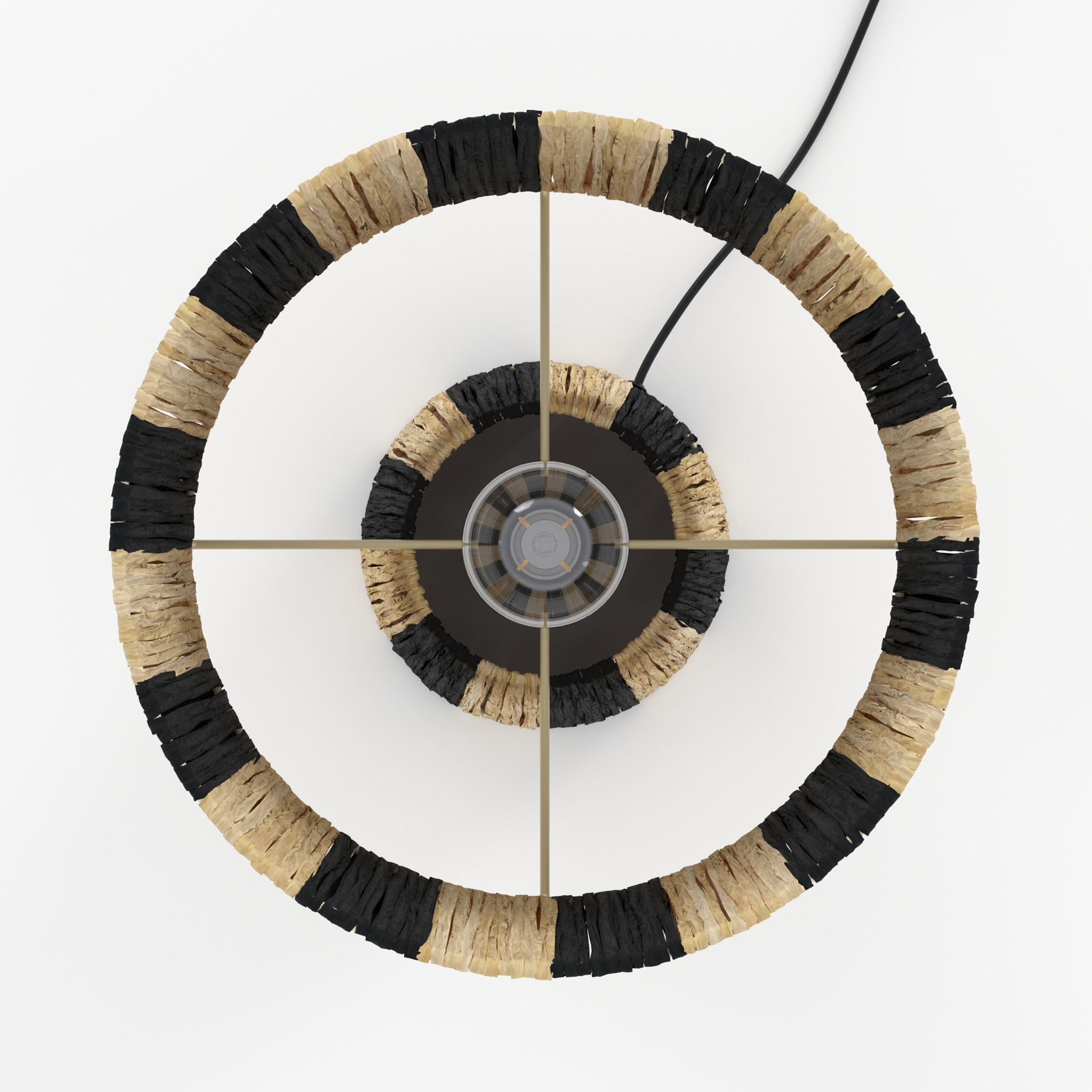 Lampe rayée noire en feuille de palmier - Soléa
