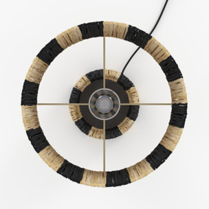 Lampe rayée noire en feuille de palmier - Soléa