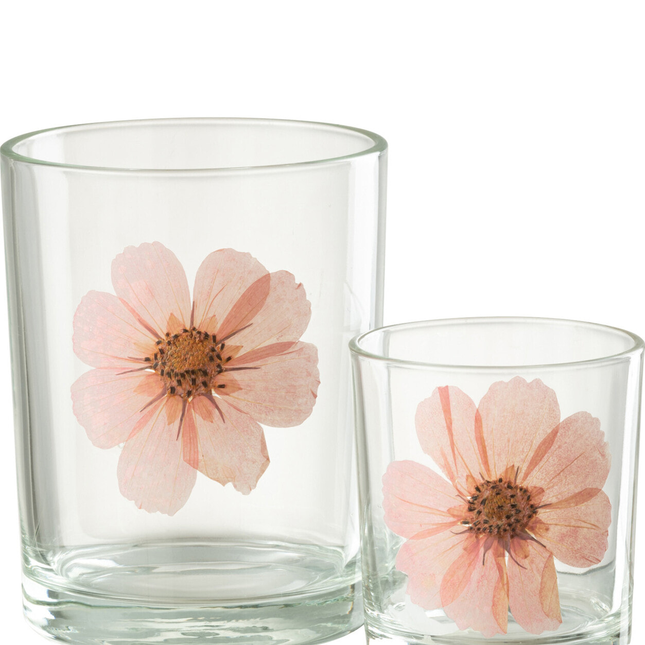 J-Line photophore Fleur - verre - rose/mix