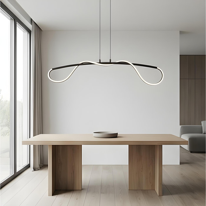 Forlight Colgante Tress LED 23.5W Blanco Neutro - 4000K Negro para Interior de Techo en Comedor, Salón, Cocina