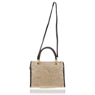 Faenza Bolso tote Mujer.Piel auténtica Gamuza Grabado Flores