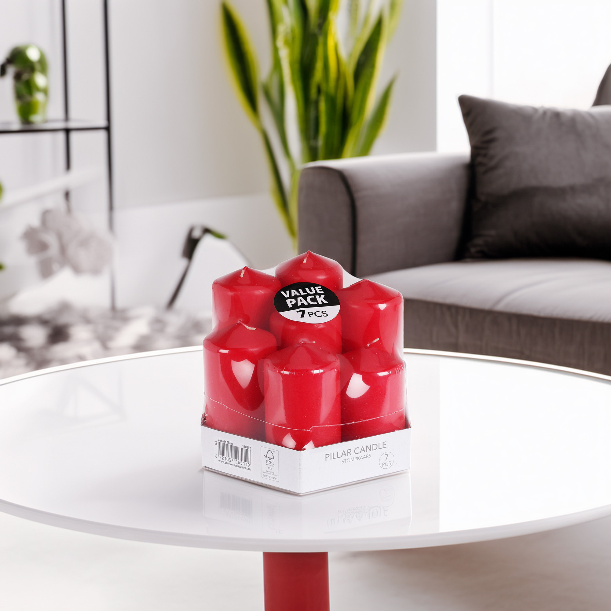 set de velas rojas sin esencia: 7 tamaños surtidos en caja retractilada