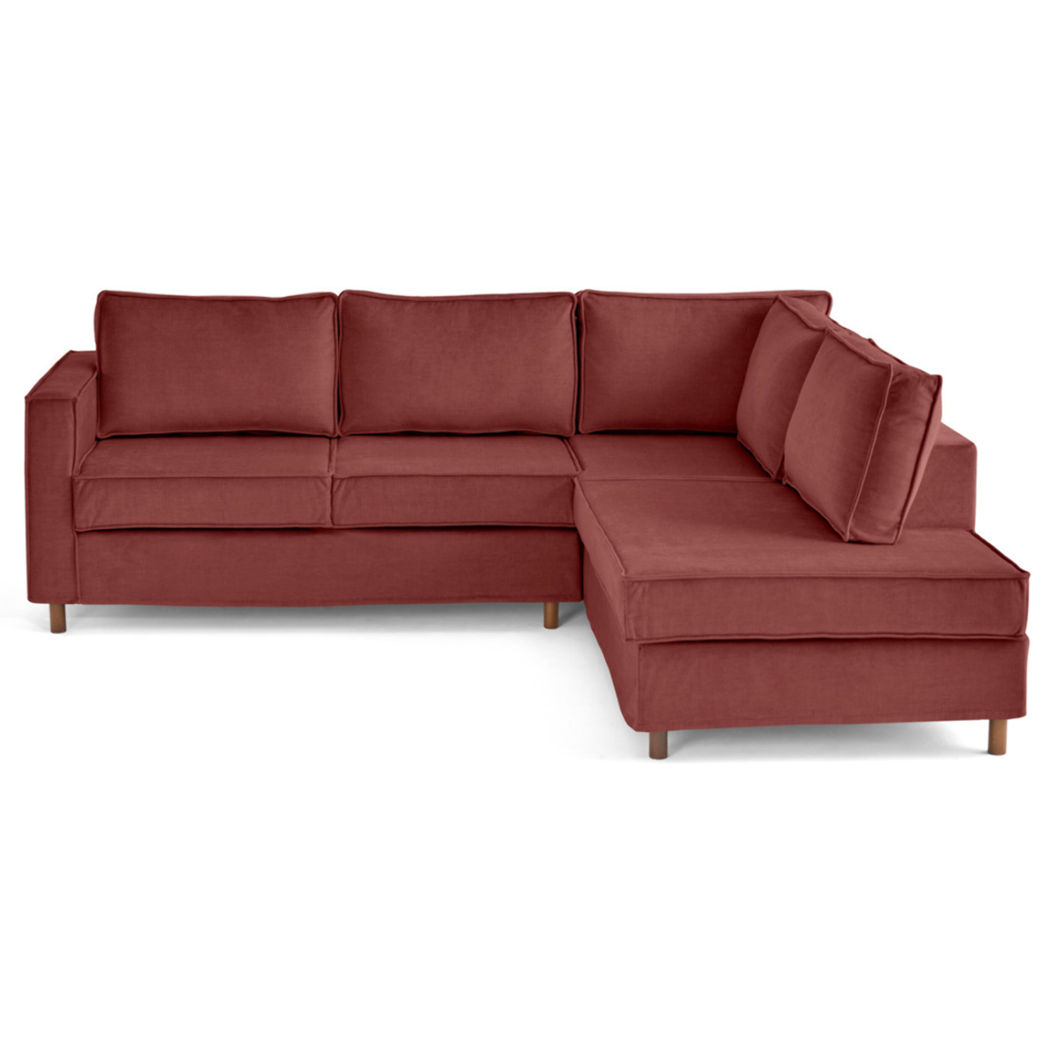 Housse en velours pour canapé déhoussable Jake d'angle droit 5 places - Bordeaux