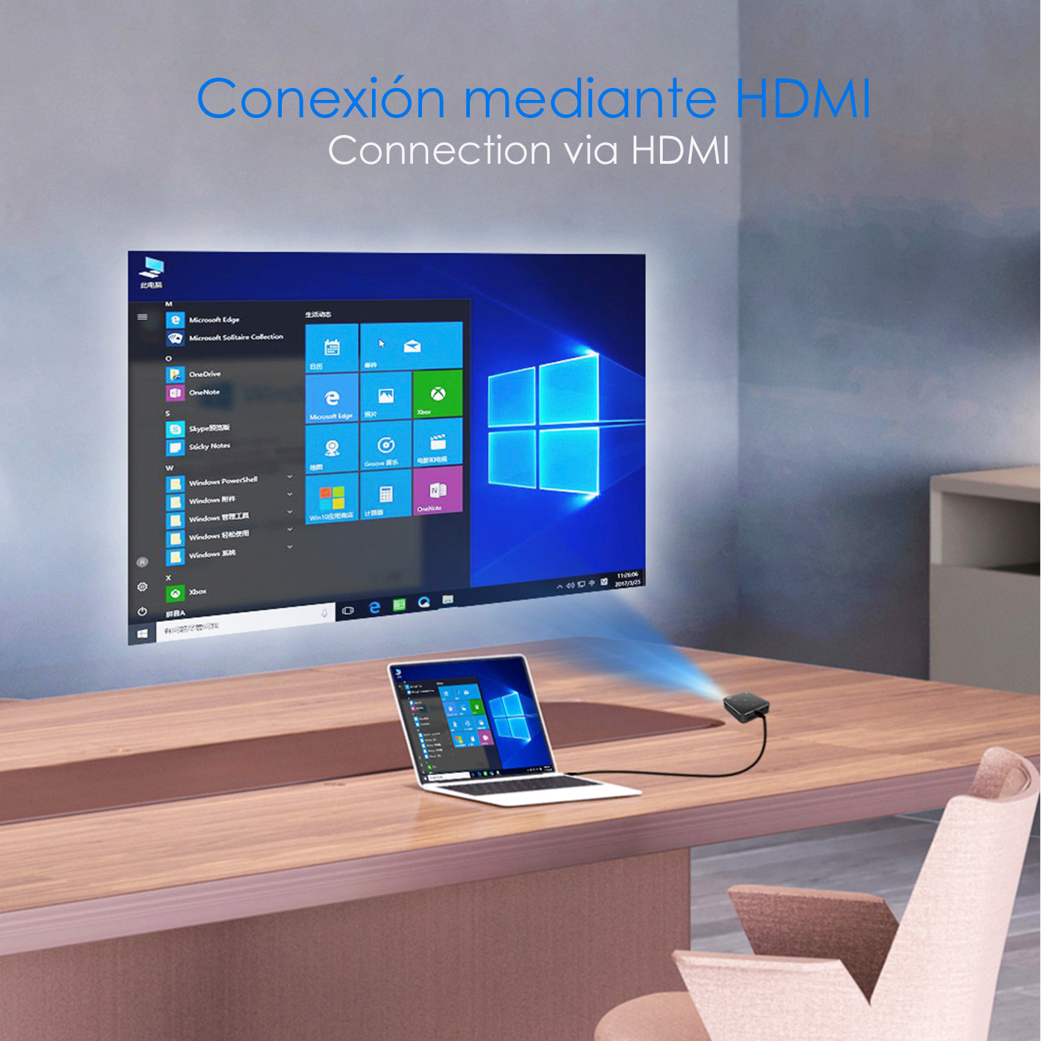 Mini videoproiettore LED portatile P11, DLP. Android 9.0, Wi-Fi, pannello touch. Batteria ricaricabile. Clonazione schermo. Netflix, YouTube, ecc.