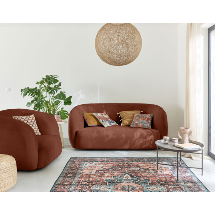 Ernee - fauteuil cocon - en velours - Terracotta