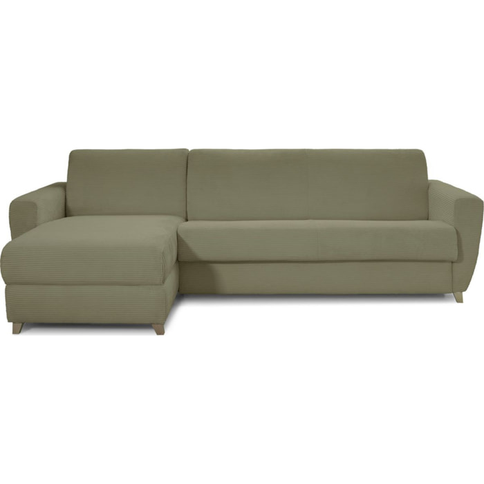 Canapé d'angle convertible express 5 places en velours côtelé - LEANDRO