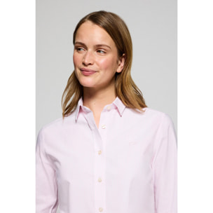 Camisa a rayas color rosa con logo bordado