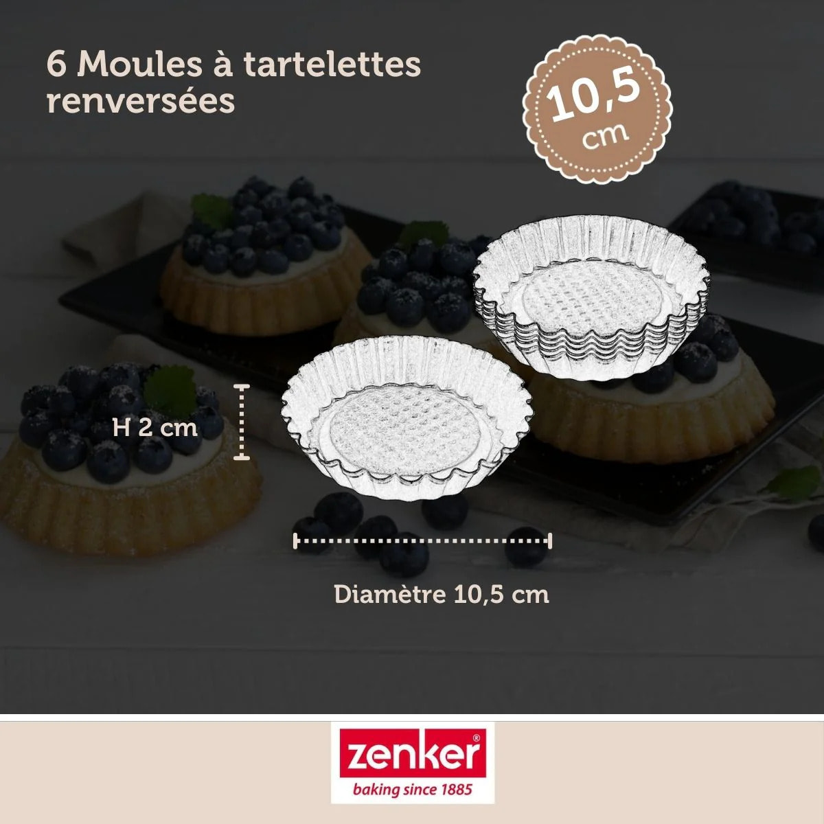 Lot de 6 moules à tartelettes 10 cm Zenker Black Metallic