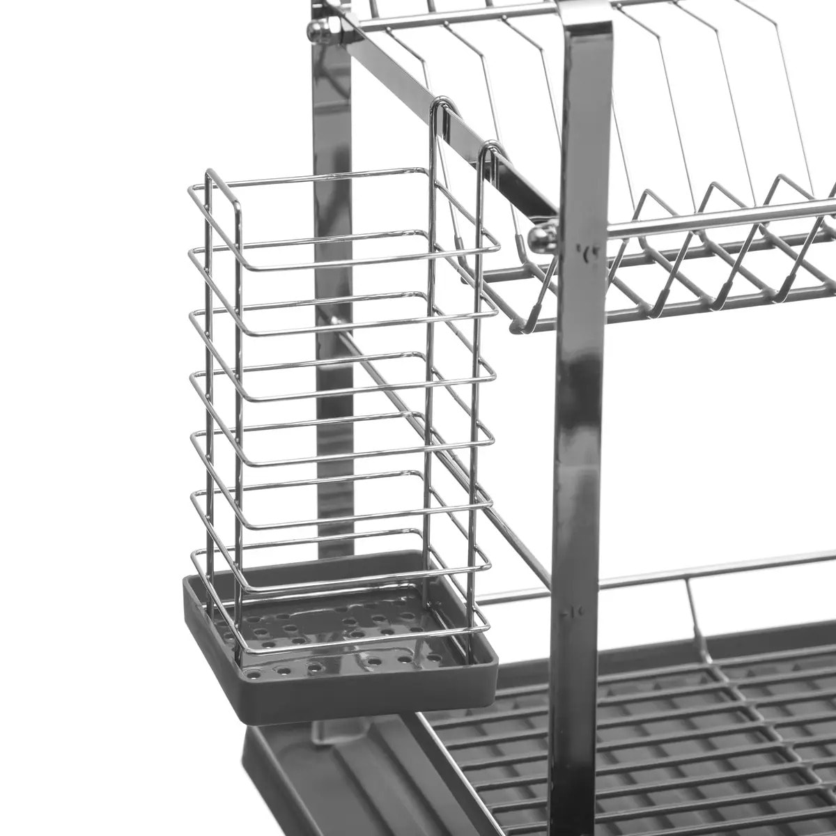 Égouttoir métal 2 niveaux avec plateau Gris
