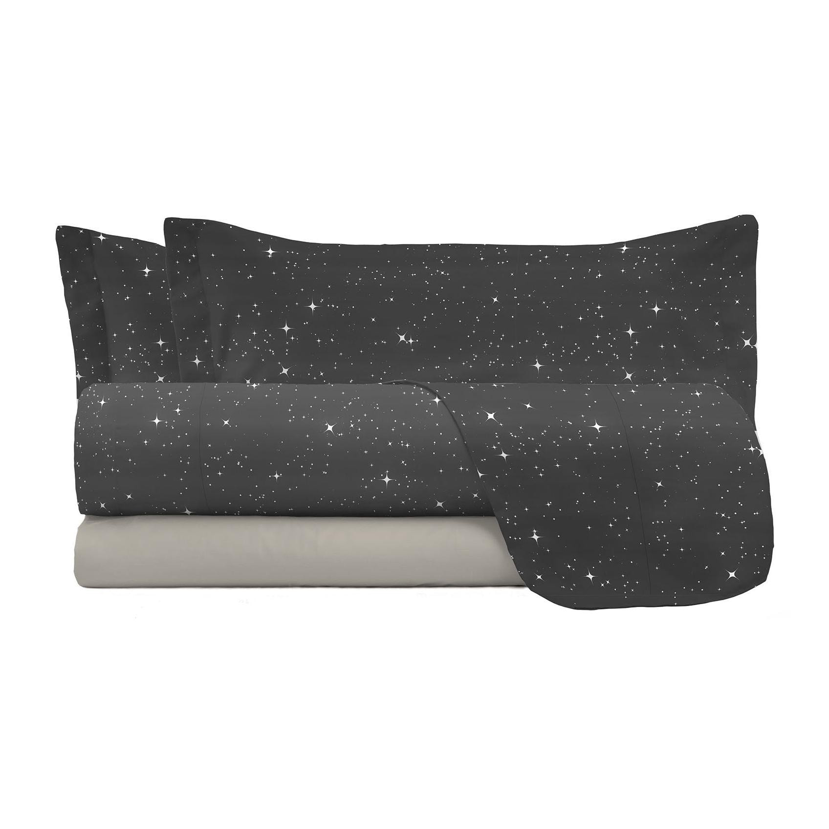 COMPLETO LETTO FASHION MADE IN ITALY MICROFIBRA- STARS GRIGIO MATRIMONIALE