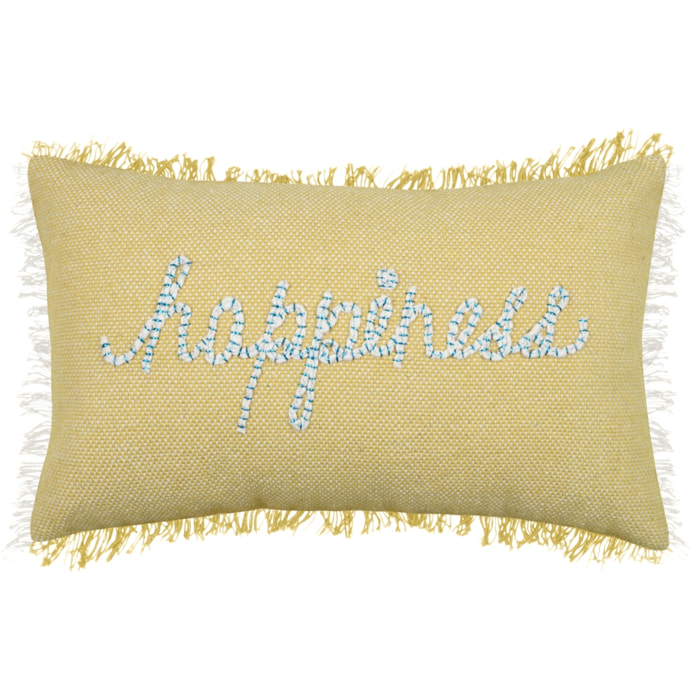Coussin rectangulaire happiness - Jaune