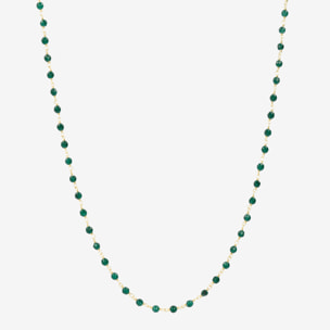 Collana Rosario con Quarzite Verde in Argento 925 placcato Oro giallo 18Kt