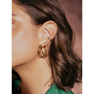 Pendientes Doble Organic River Acero Baño Oro