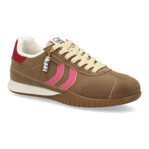 Zapatillas Mujer Casual Ante con Cordones y Detalle Sneakers Retro