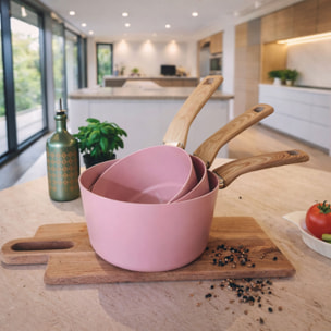 Lot de 3 casseroles revêtement céramique lilas - tous feux COLORAMA