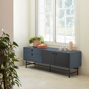 Mueble de televisión Punto 2 puertas y 2 cajones gris antracita y negro