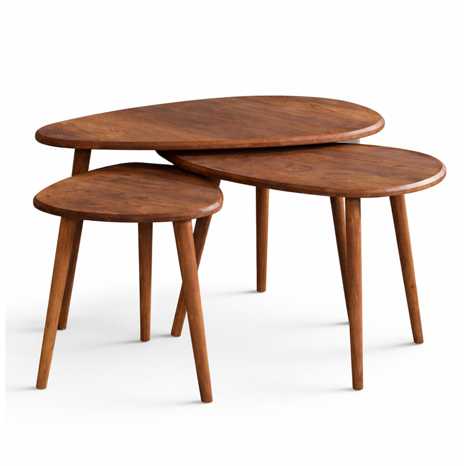ELENA Set de 3 tables gigognes design effet noyer