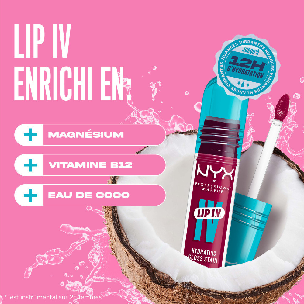 NYX Professional Makeup, Lip IV, Gloss, jusqu'à 12h d'hydratation, hautement pigmenté, fini brillant, Magenta Mist
