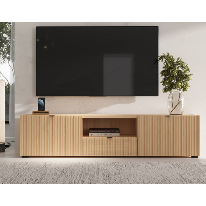 Judy - meuble tv 179 cm - 2 portes, 1 tiroir et 1 niche - Bois