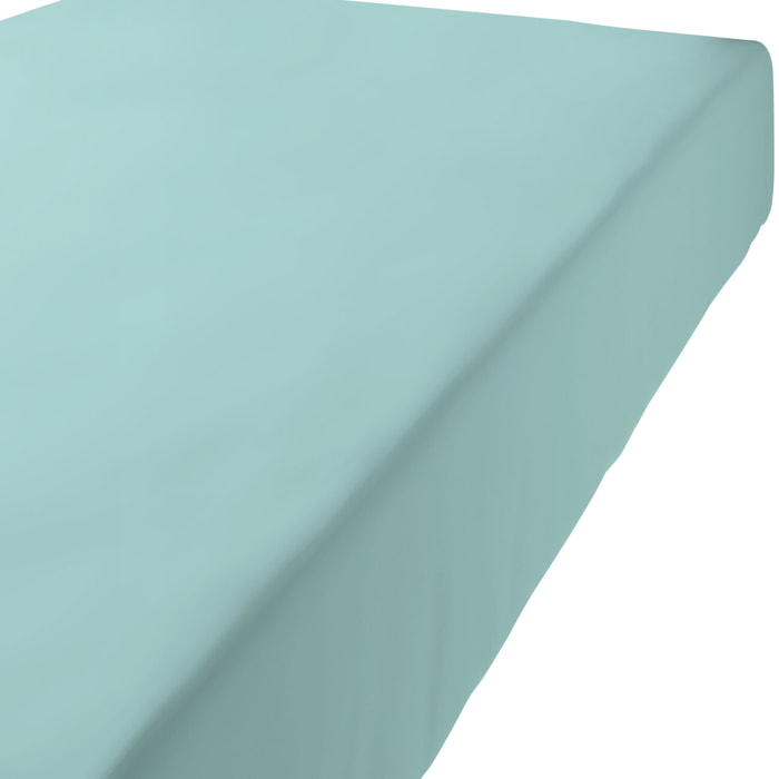 Drap housse uni 100% coton turquoise