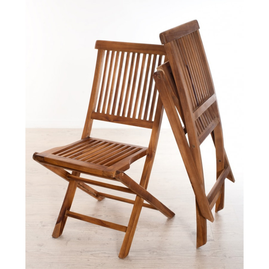 HANNA - Ensemble de 2 chaises de jardin Java en bois Teck huilé