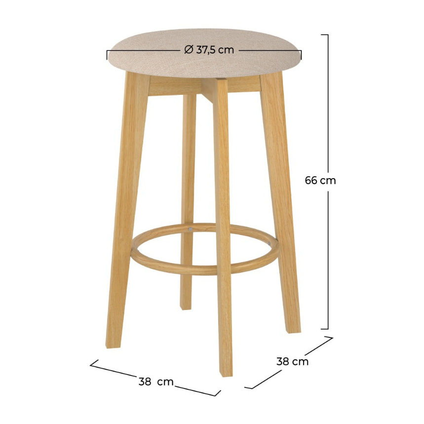 Tabouret de bar Vahina beige et bois clair 66 cm (lot de 2)