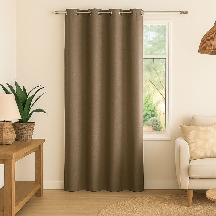 Rideau 100% occultant  - Effet chiné - Taupe