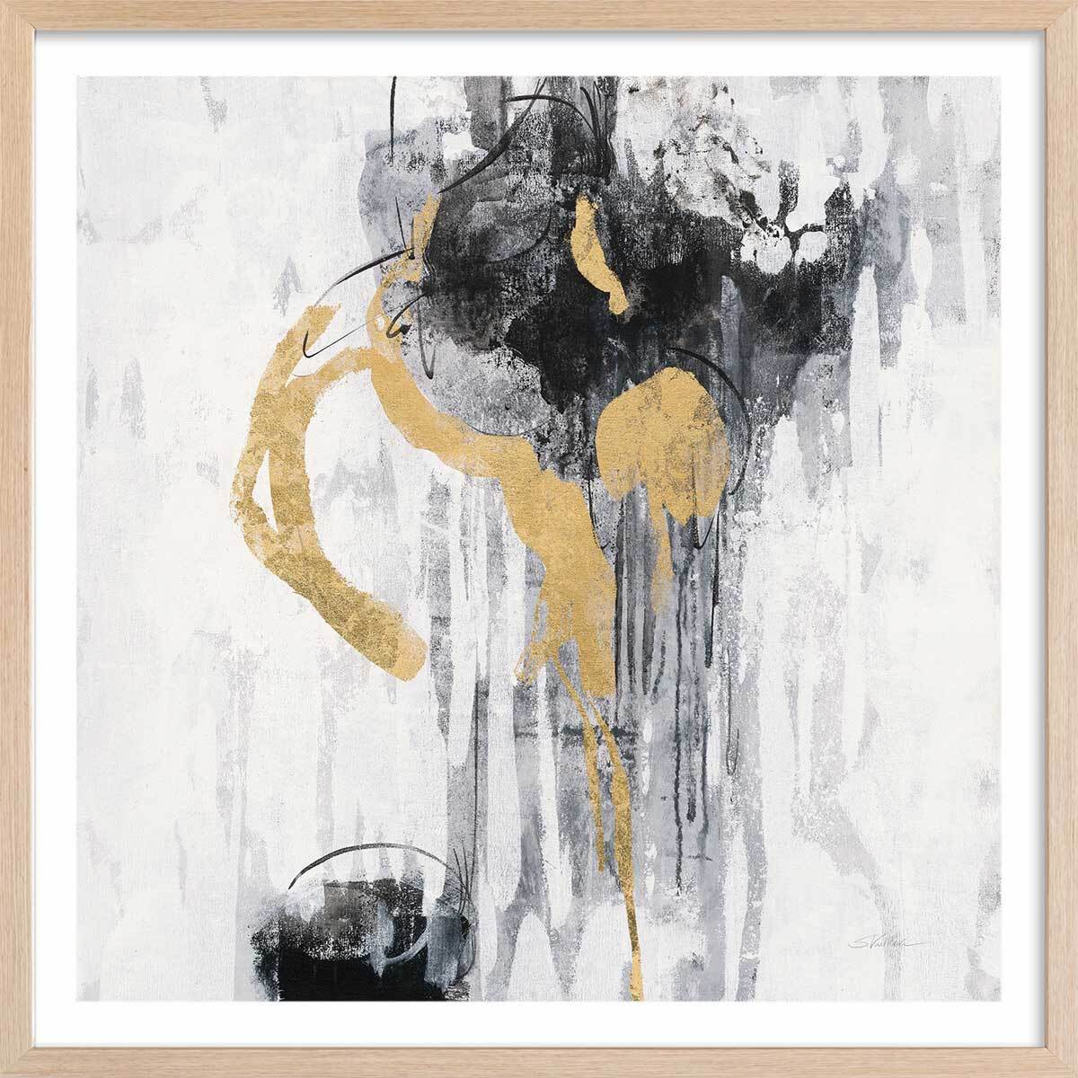 Affiche Pluie dorée Affiche + cadre en bois - Chêne