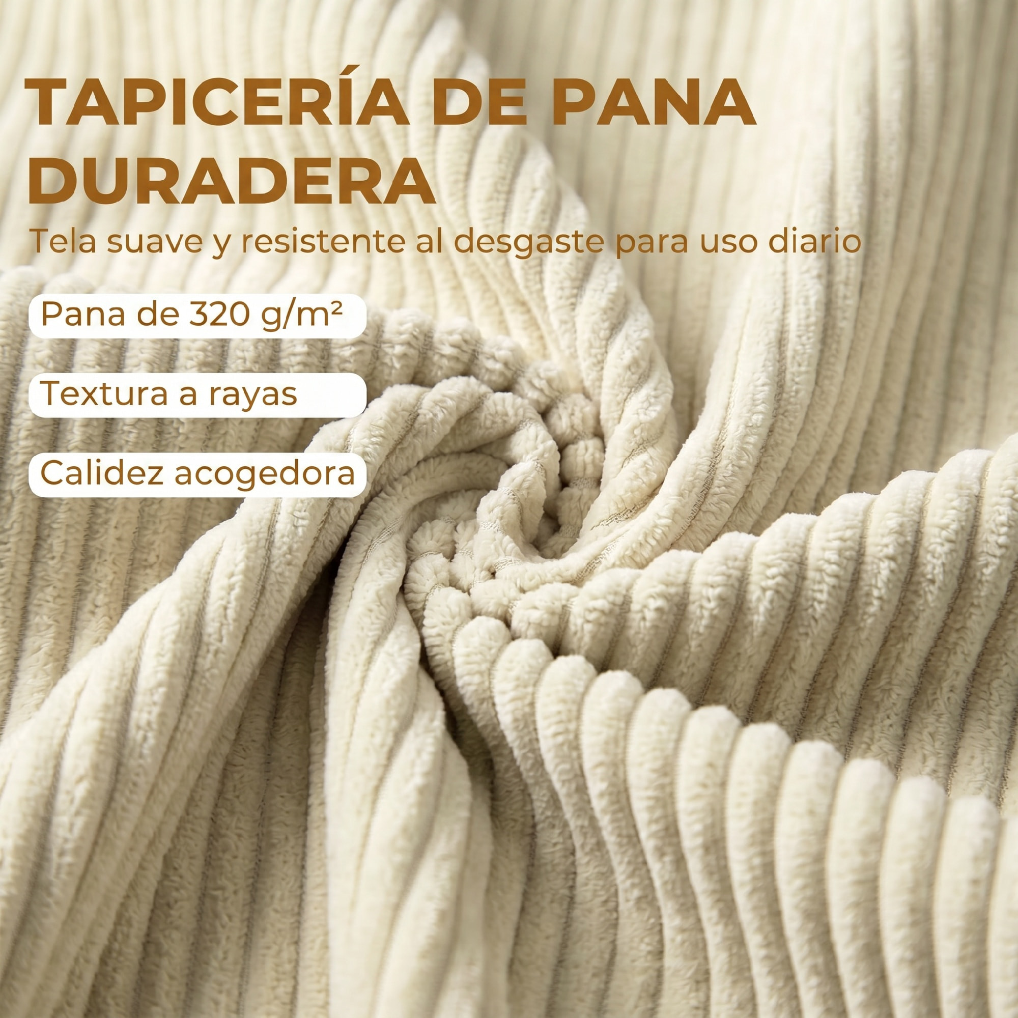 Banco Almacenaje 150 cm, Puff Almacenaje Tapizado en Pana, Banco Pie de Cama con Brazos Redondeados y Patas de Madera, Otomana para Dormitorio, Salón, Recibidor, Beige