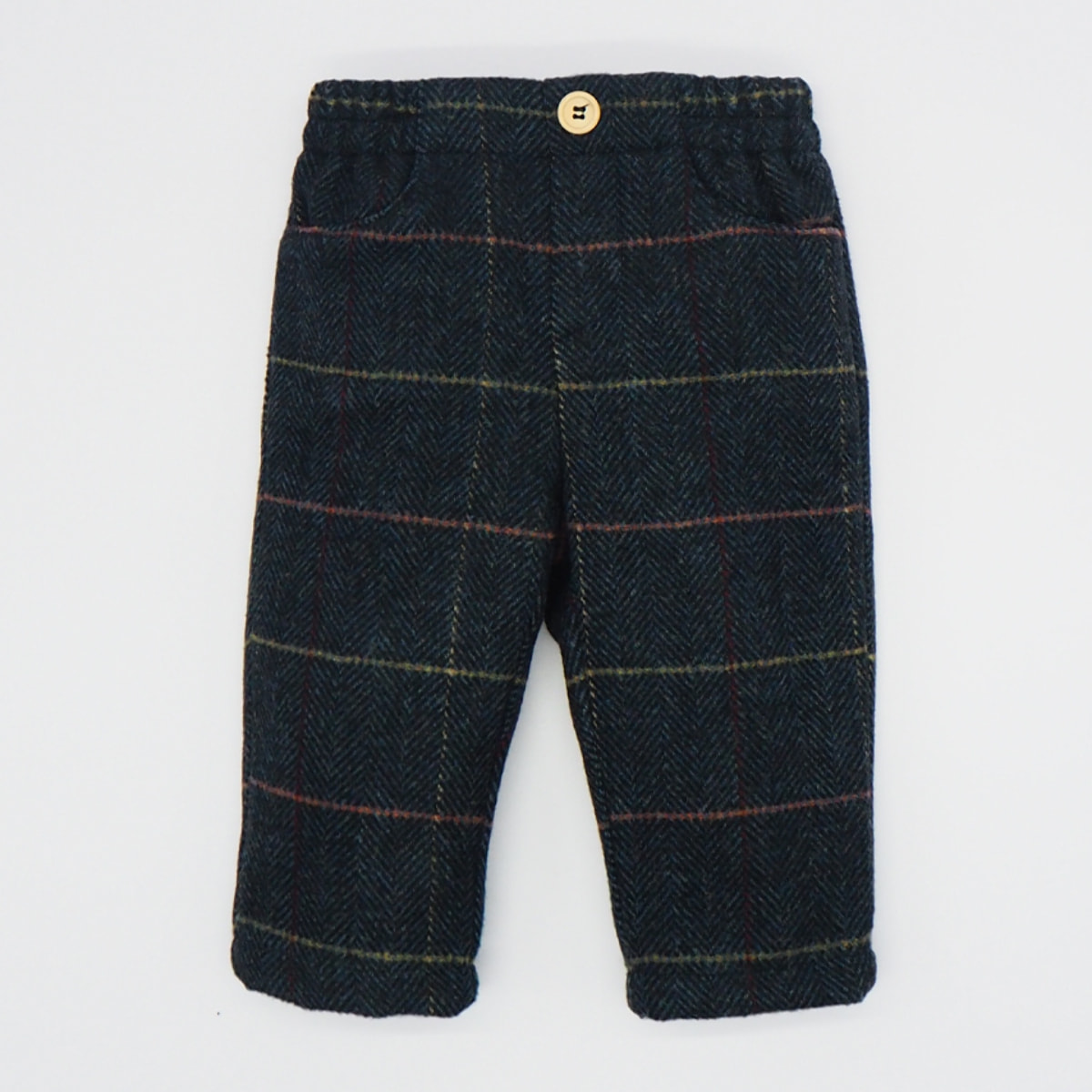 PANTALÓN LANA ESPIGA Y CUADROS MULTICOLOR AZUL