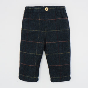 PANTALÓN LANA ESPIGA Y CUADROS MULTICOLOR AZUL