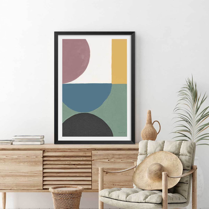 Affiche Retro coloré V Affiche + cadre en bois - Noir