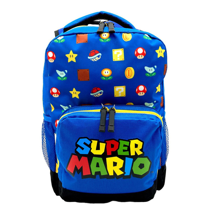 Super Mario Mochila Escolar. Interior totalmente forrado. Espaldera acolchada. Tirantes ergonómicos, ajustables y acolchados.