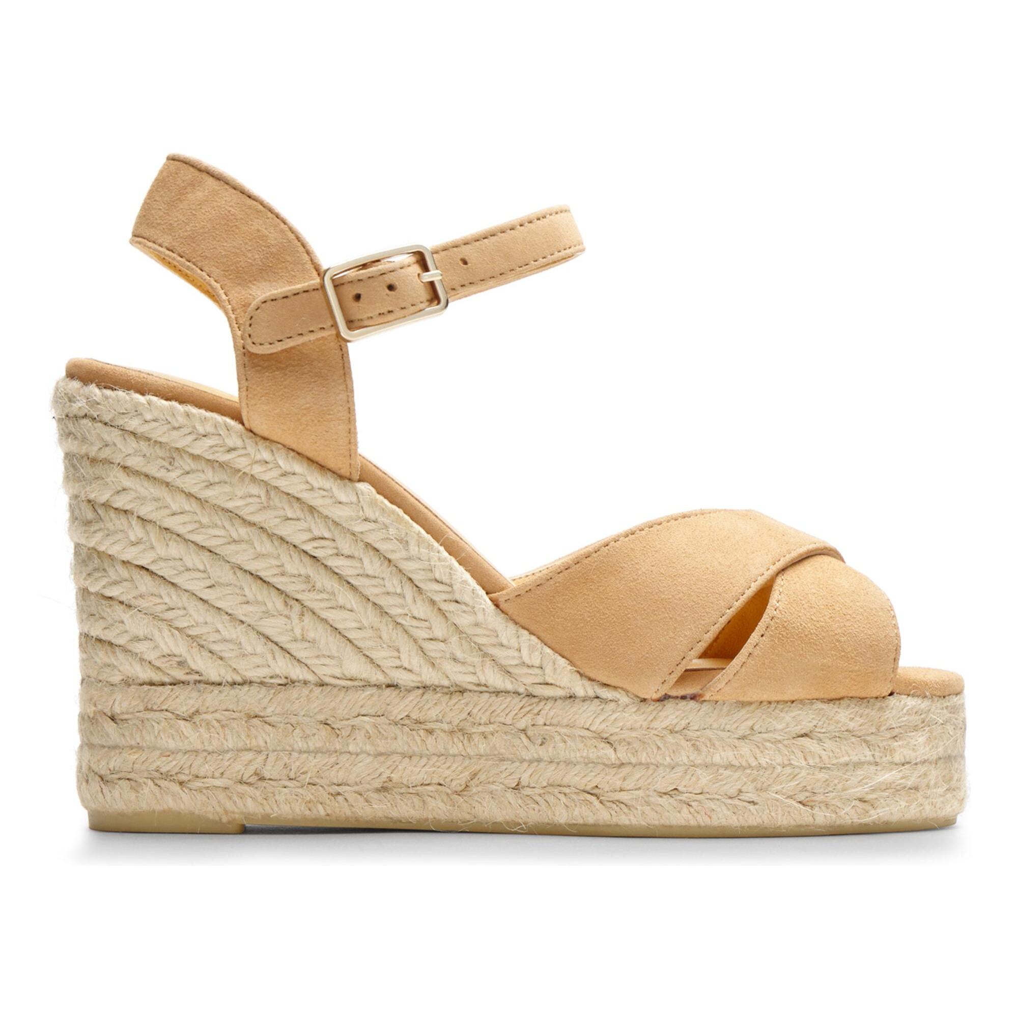 Sandalia de cuña Blaudell en ante con cierre de pulsera