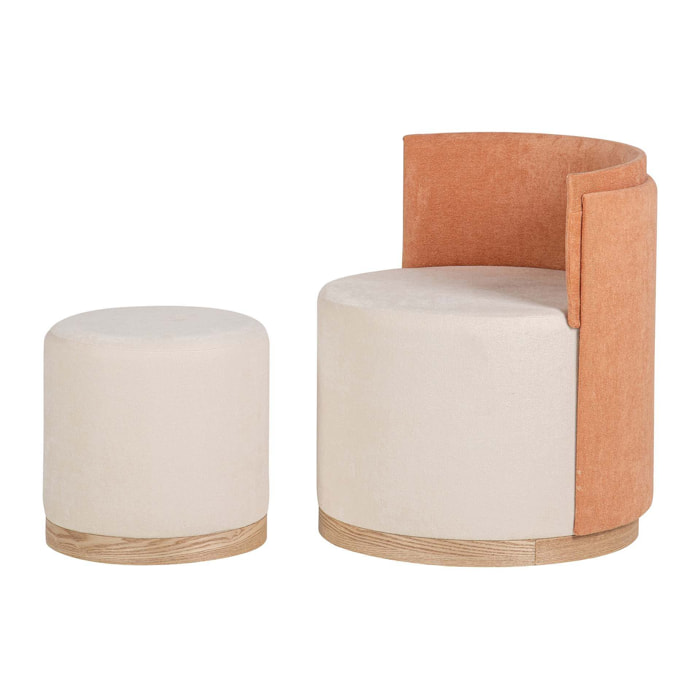 Set Butaca Y Puff Velvet 61x61x70 40x40x40 Cm