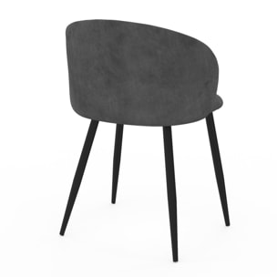 Chaises Léona en velours et pieds métal - Gris
