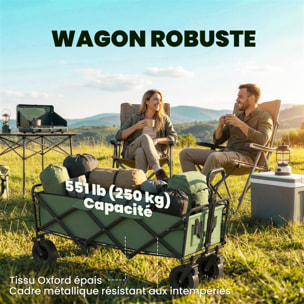 Chariot de jardin plage pliable 130L max. 250 Kg poignée telescopique