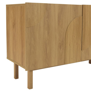 ETHAN - Buffet couleur naturelle 2 portes décor motif arrondi