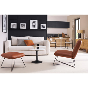 Canapé convertible 3 places en tissu effet velours beige HARLO