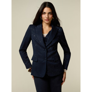 Oltre - Blazer in flanella con micro cristalli - Blu