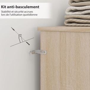 Tête de lit avec rangement - tête de lit bois 140 cm - 4 niches, grande étagère - naturel