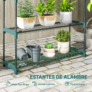 Juego de 2 Soportes para Plantas de 4 Niveles para Interior y Exterior, Estanterías para Plantas de Acero con Conectores para Fácil Montaje, Estantes para Macetas, Jardín, Balcón, Verde