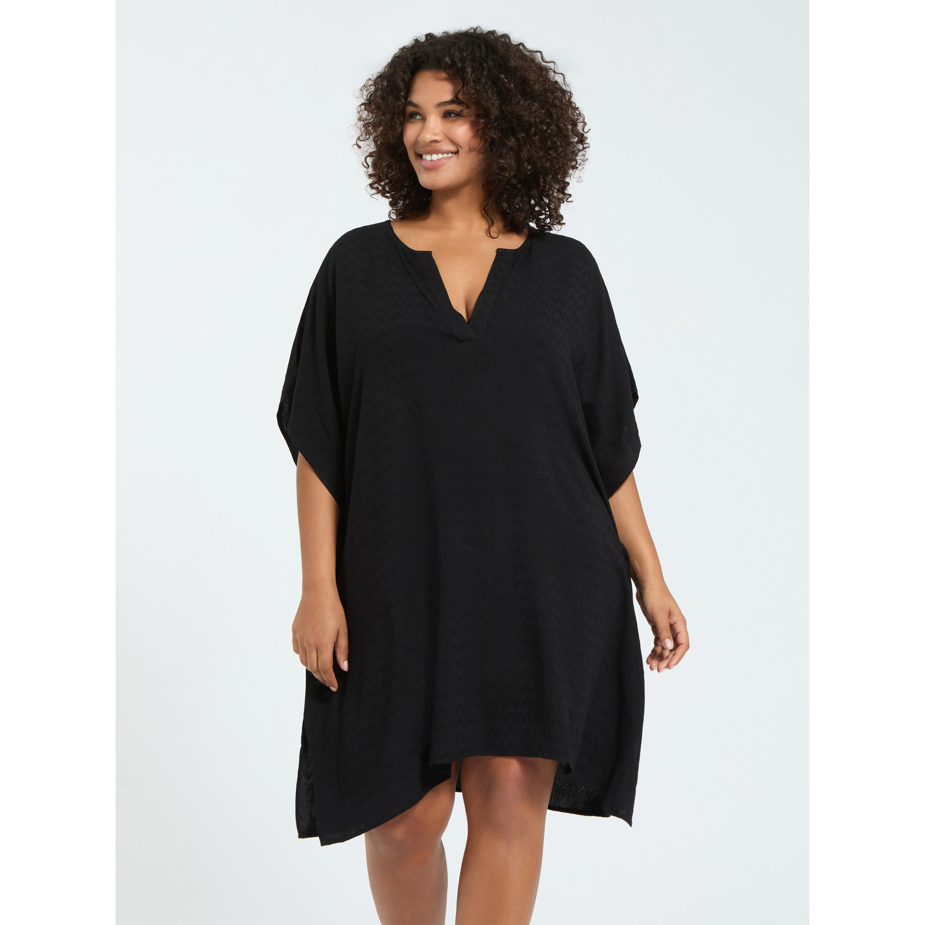Fiorella Rubino - Caftán cerrado en viscosa jacquard - Negro