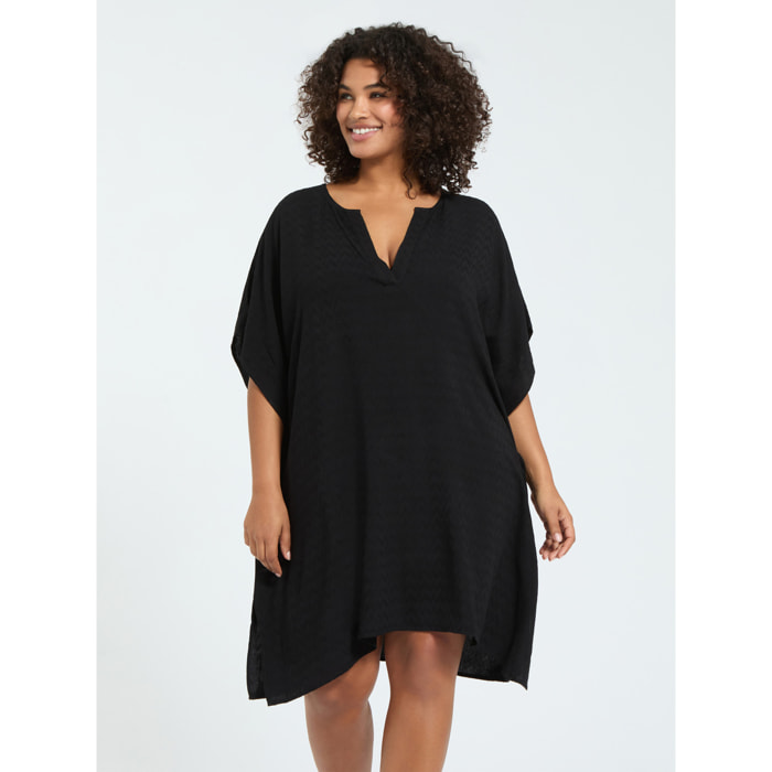 Fiorella Rubino - Caftán cerrado en viscosa jacquard - Negro
