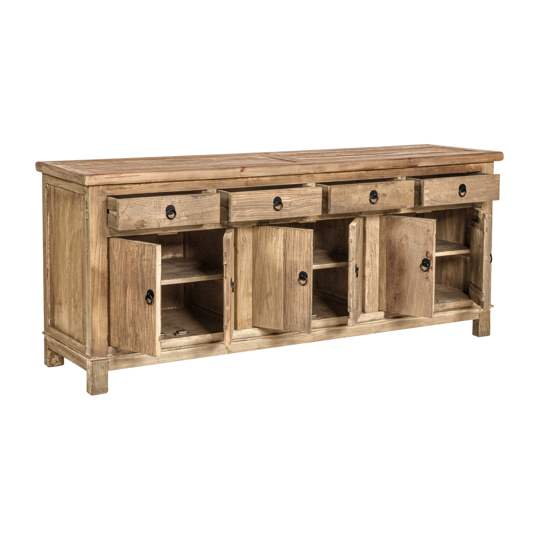 Buffet en bois recyclé 3 portes et 4 tiroirs - Mastic