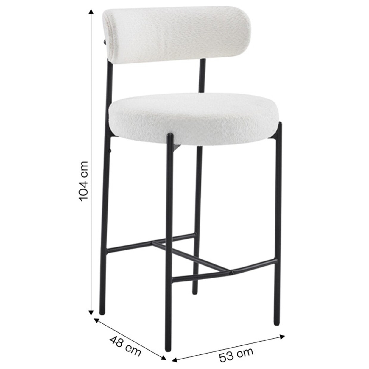 Lot de 2 tabourets de bar en tissu bouclé - EVORA