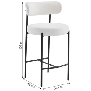 Lot de 2 tabourets de bar en tissu bouclé - EVORA