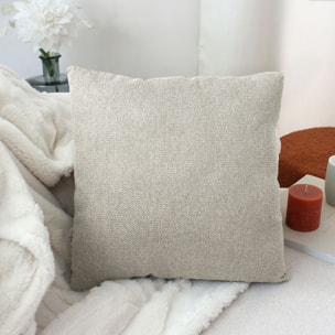 Coussin déhoussable en velours chenillé - Naturel