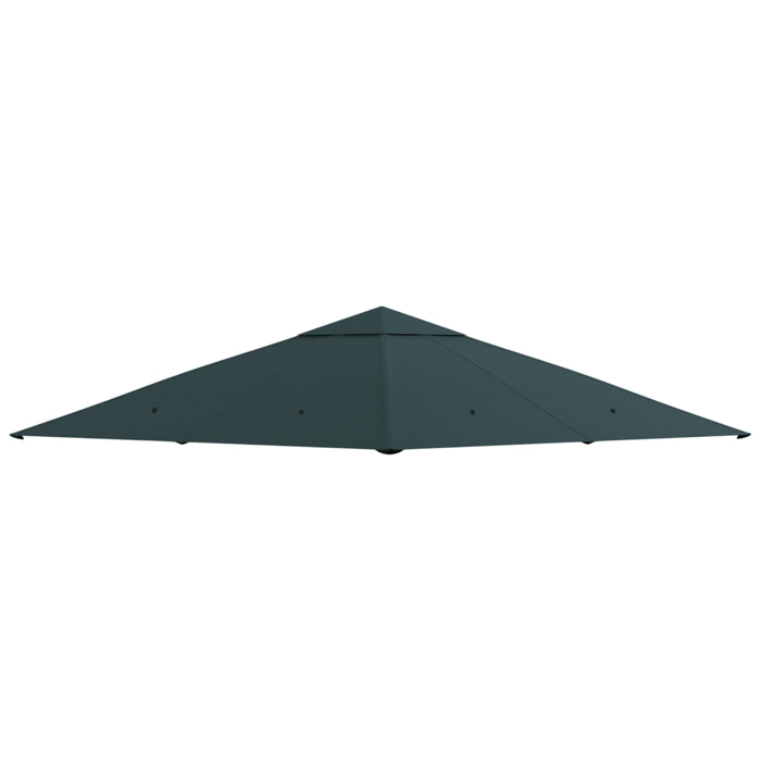 Outsunny Techo de Repuesto para Cenador, 3x3 m, Cubierta de Repuesto con 8 Orificios de Drenaje, Ventilación y Protección UV, SOLO Toldo de Recambio para Pabellón Gazebo, Verde Oscuro