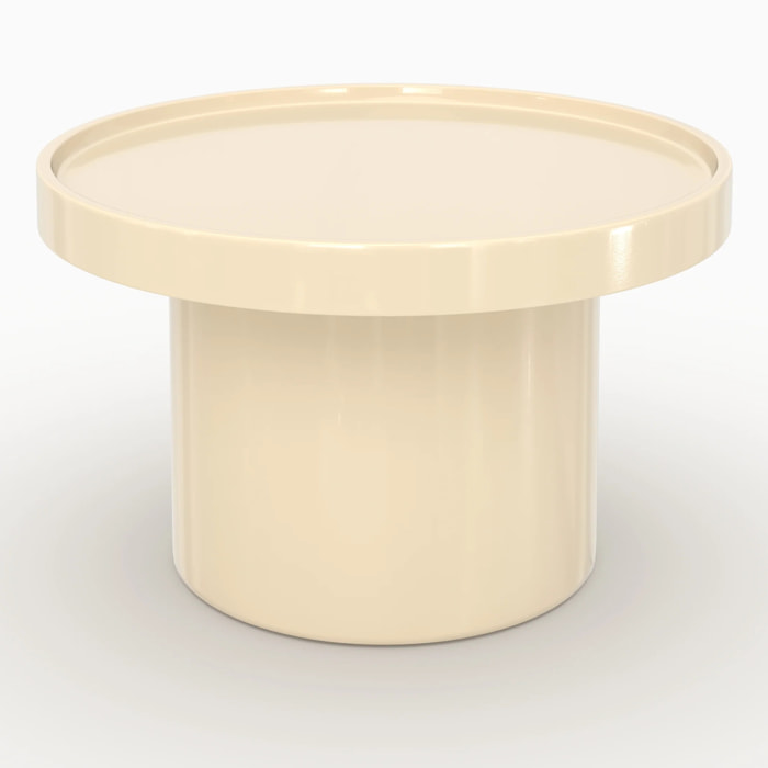 Table d'appoint laquée blanche en MDF, D50 cm - Nora